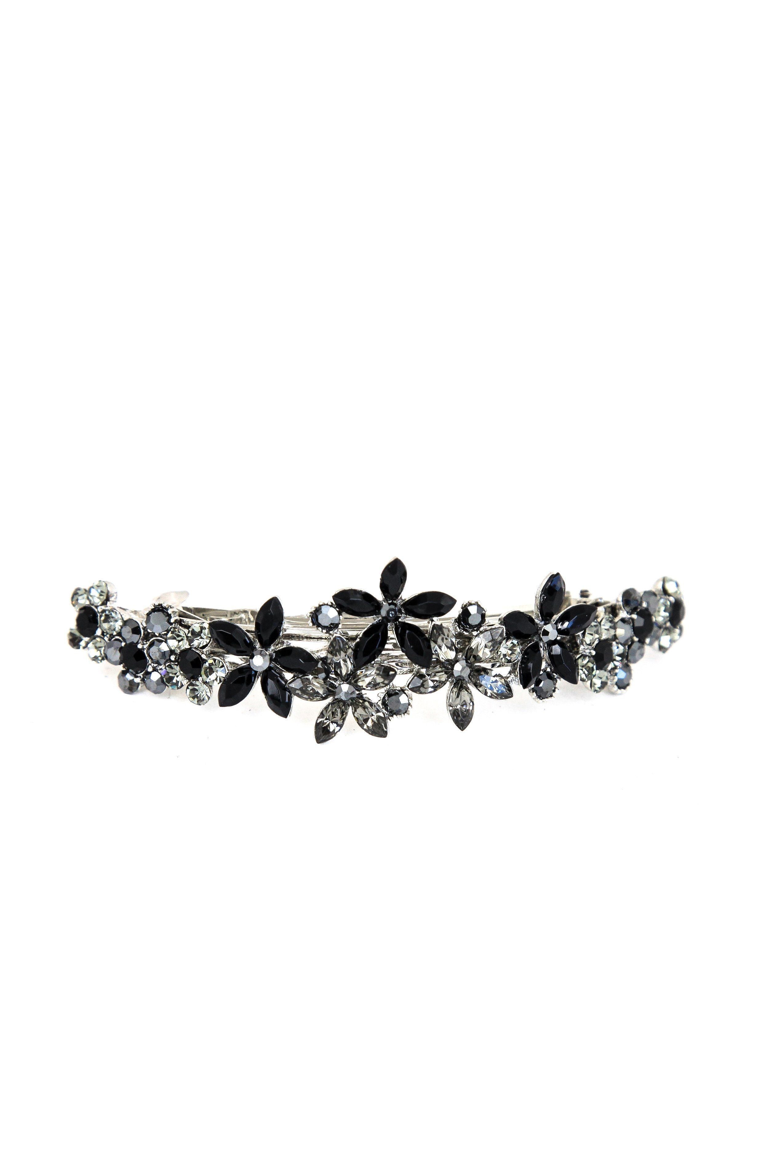 Barrette à Cheveux Crystal Accent – 5 Strass Marron Solitaires – Neuf – Livraison Offerte