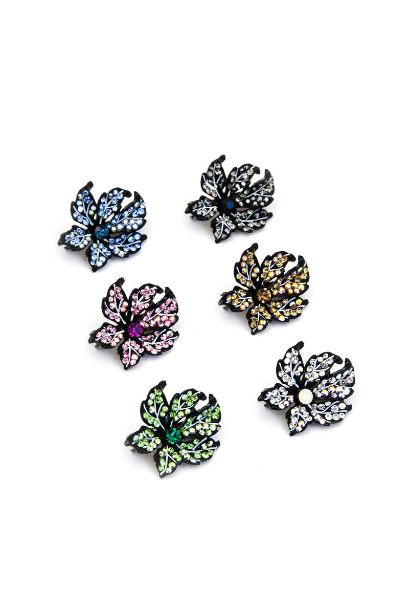 Leafy Rose Crystal Mini Magnetic Barrette Barrette Soho Style