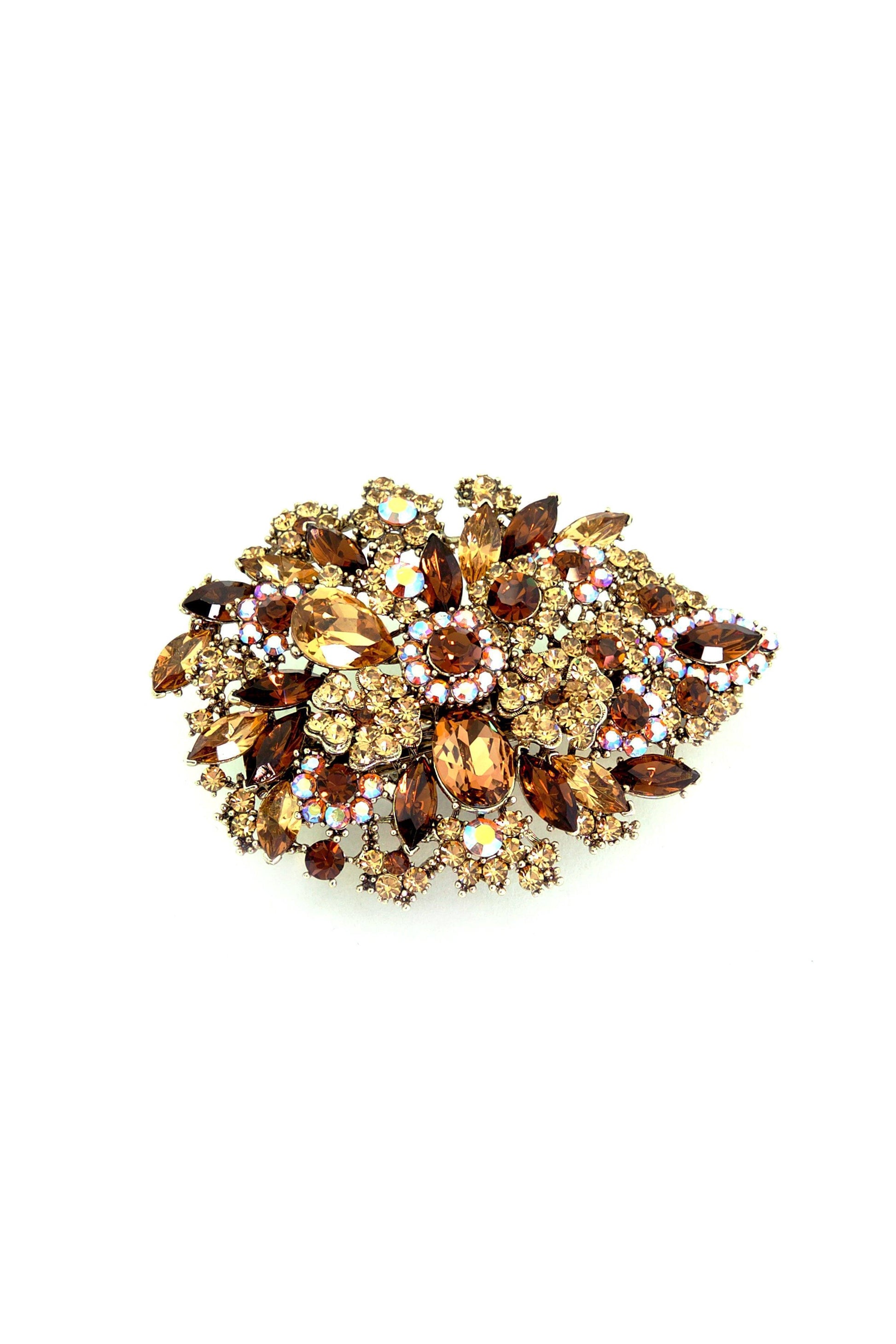 Oval Crystal Flower Barrette Barrette Soho Style