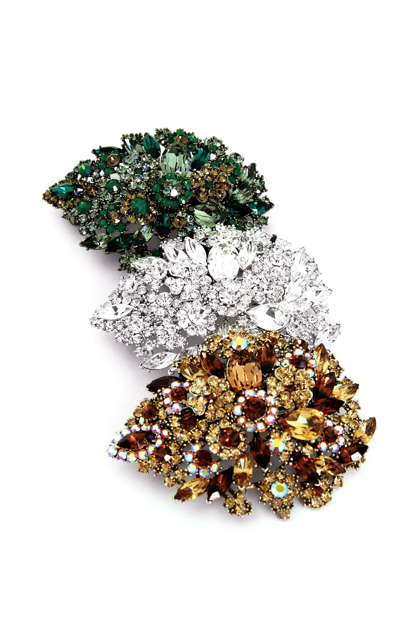 Oval Crystal Flower Barrette Barrette Soho Style