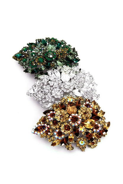 Oval Crystal Flower Barrette Barrette Soho Style
