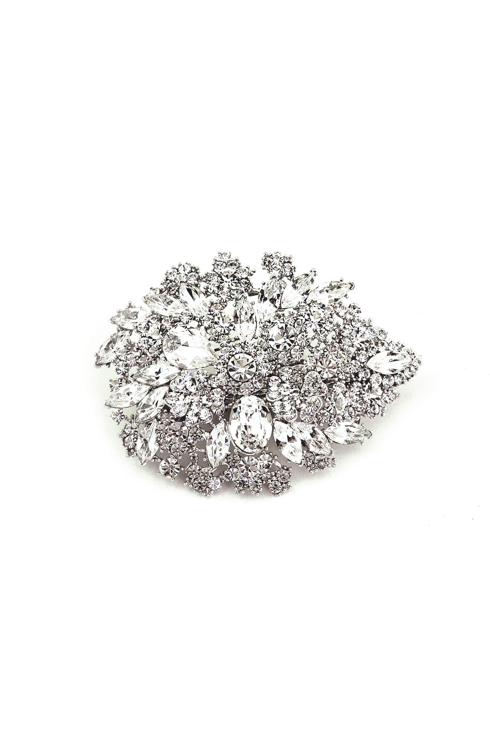 Oval Crystal Flower Barrette Barrette Soho Style
