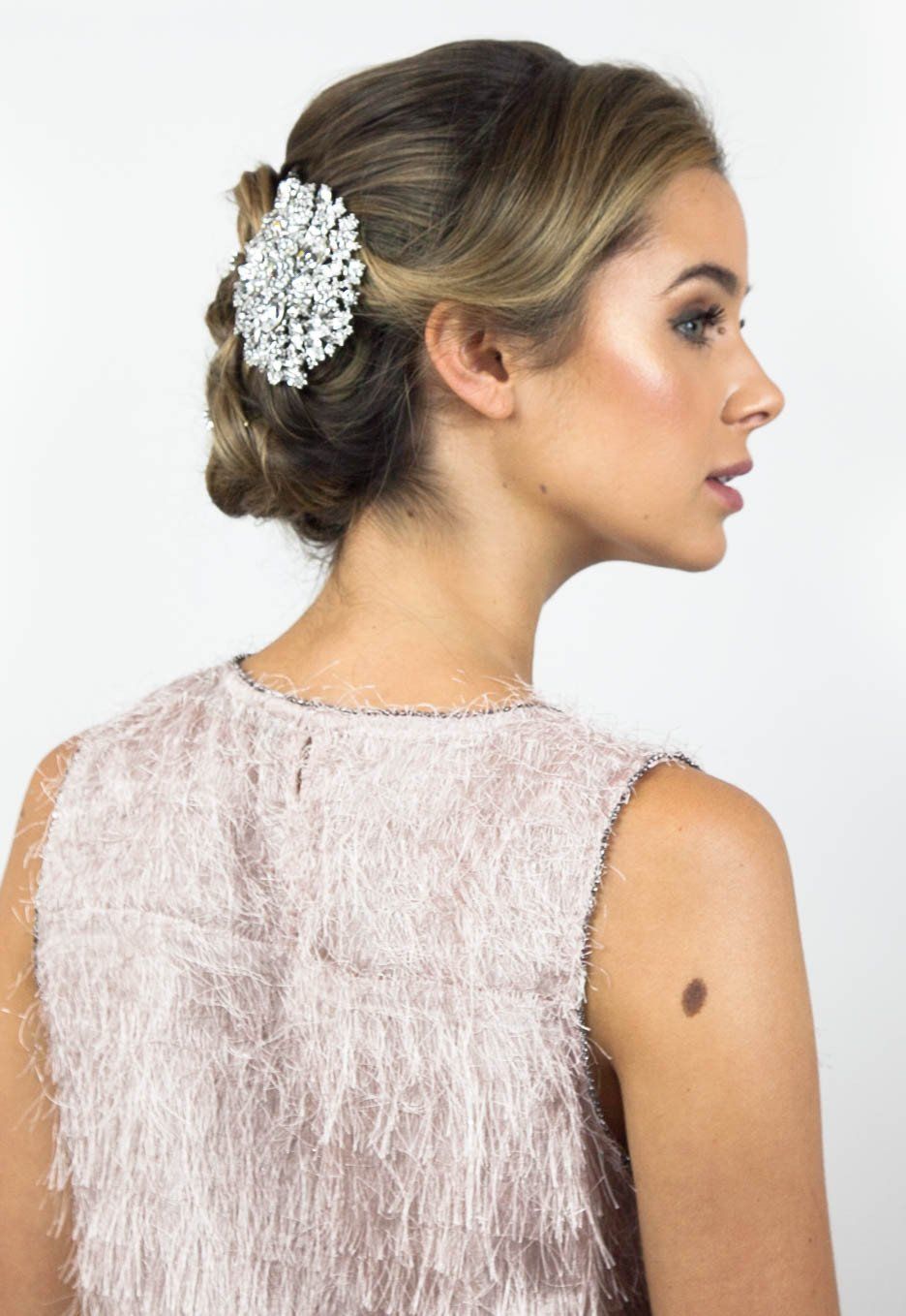 Oval Crystal Flower Barrette Barrette Soho Style