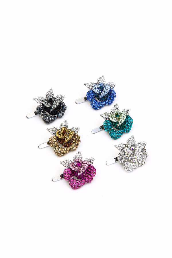 Rose Crystal Mini Magnetic Barrette Barrette Soho Style