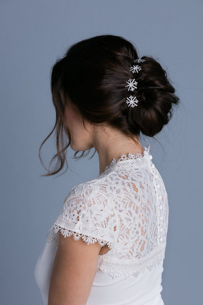 Snowflake Crystal Magnetic Barrettes (6 piece set) Barrette Soho Style