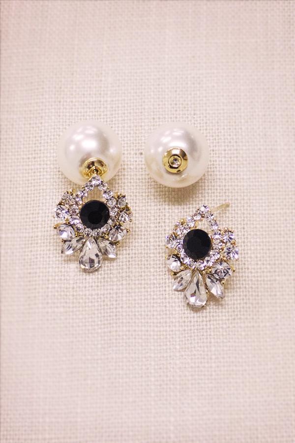 Crystal earrings with Pearl Backs Earrings Soho Style