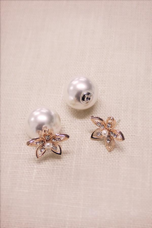 Crystal earrings with Pearl Backs Earrings Soho Style