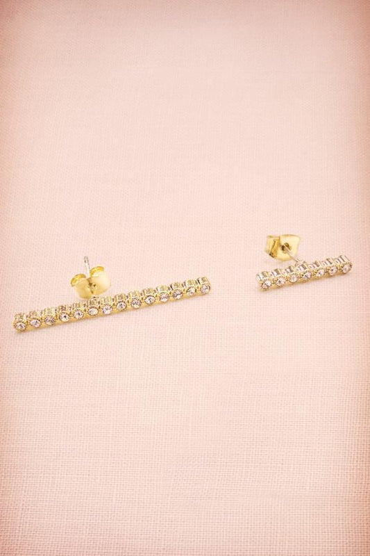 Dainty Crystal Bar Earrings Earrings Soho Style