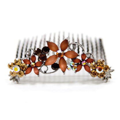 Crystal Hair Comb with Frosted Flowers Hair Comb Soho Style