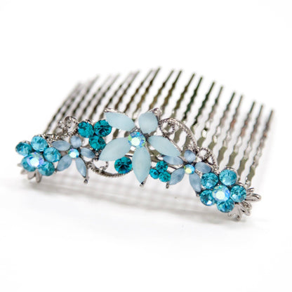 Crystal Hair Comb with Frosted Flowers Hair Comb Soho Style
