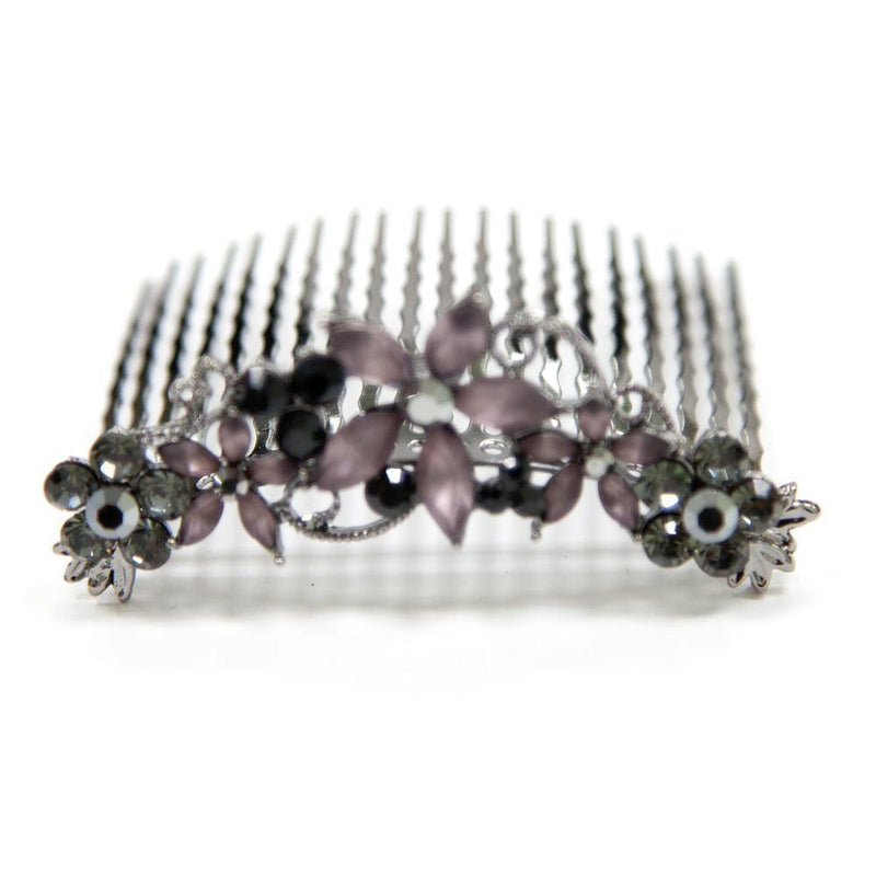 Crystal Hair Comb with Frosted Flowers Hair Comb Soho Style