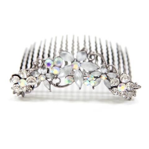Crystal Hair Comb with Frosted Flowers Hair Comb Soho Style