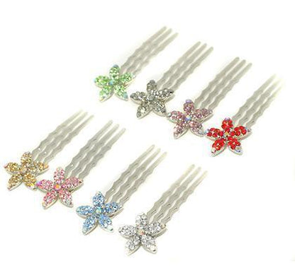 Crystal Flower Mini Hair Comb (5 piece set) Hair Comb Soho Style