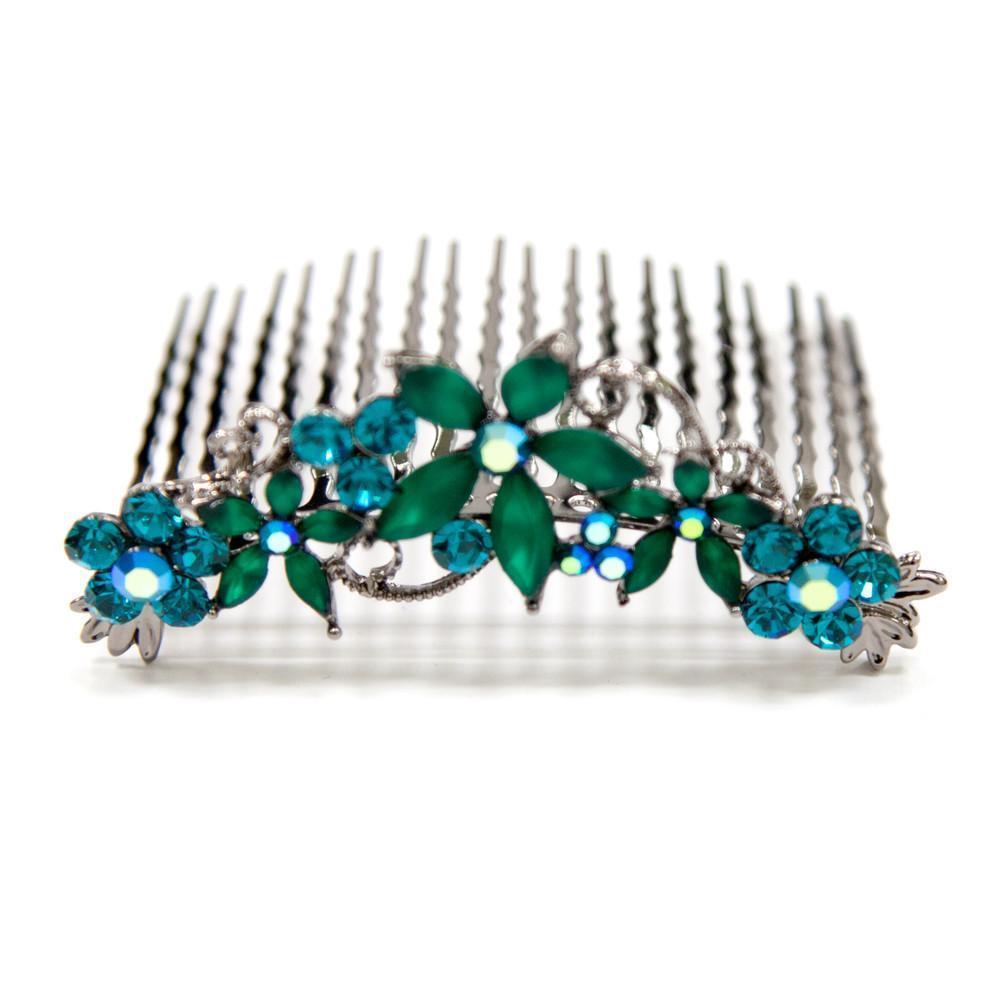 Crystal Hair Comb with Frosted Flowers Hair Comb Soho Style