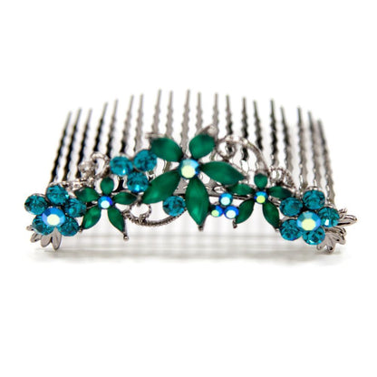 Crystal Hair Comb with Frosted Flowers Hair Comb Soho Style