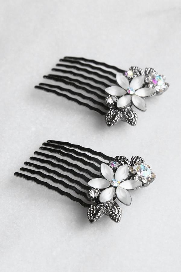 Frosted Flowers Hair Comb (Pair) Hair Comb Soho Style