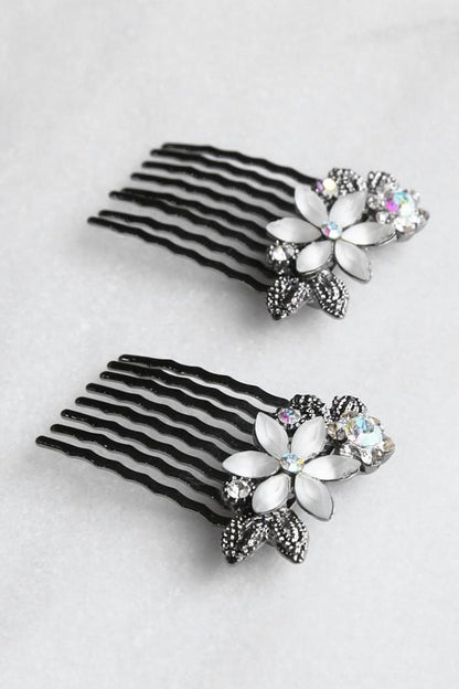 Frosted Flowers Hair Comb (Pair) Hair Comb Soho Style