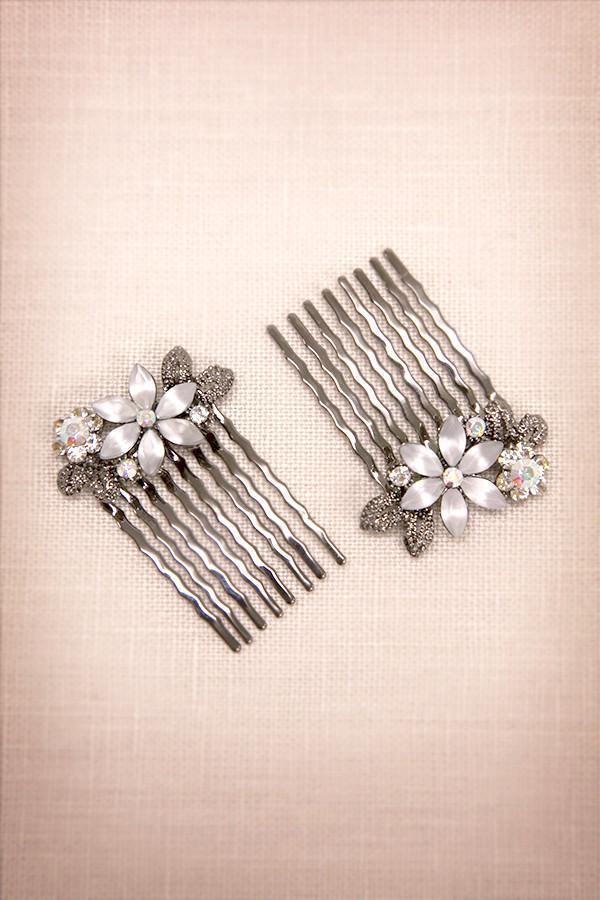 Frosted Flowers Hair Comb (Pair) Hair Comb Soho Style