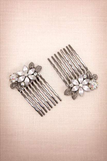 Frosted Flowers Hair Comb (Pair) Hair Comb Soho Style