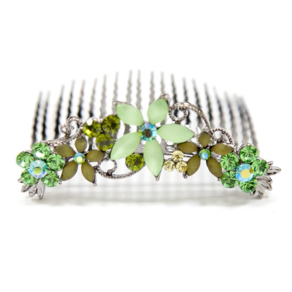 Crystal Hair Comb with Frosted Flowers Hair Comb Soho Style