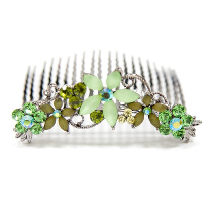 Crystal Hair Comb with Frosted Flowers Hair Comb Soho Style