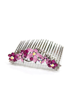 Crystal Hair Comb with Frosted Flowers Hair Comb Soho Style
