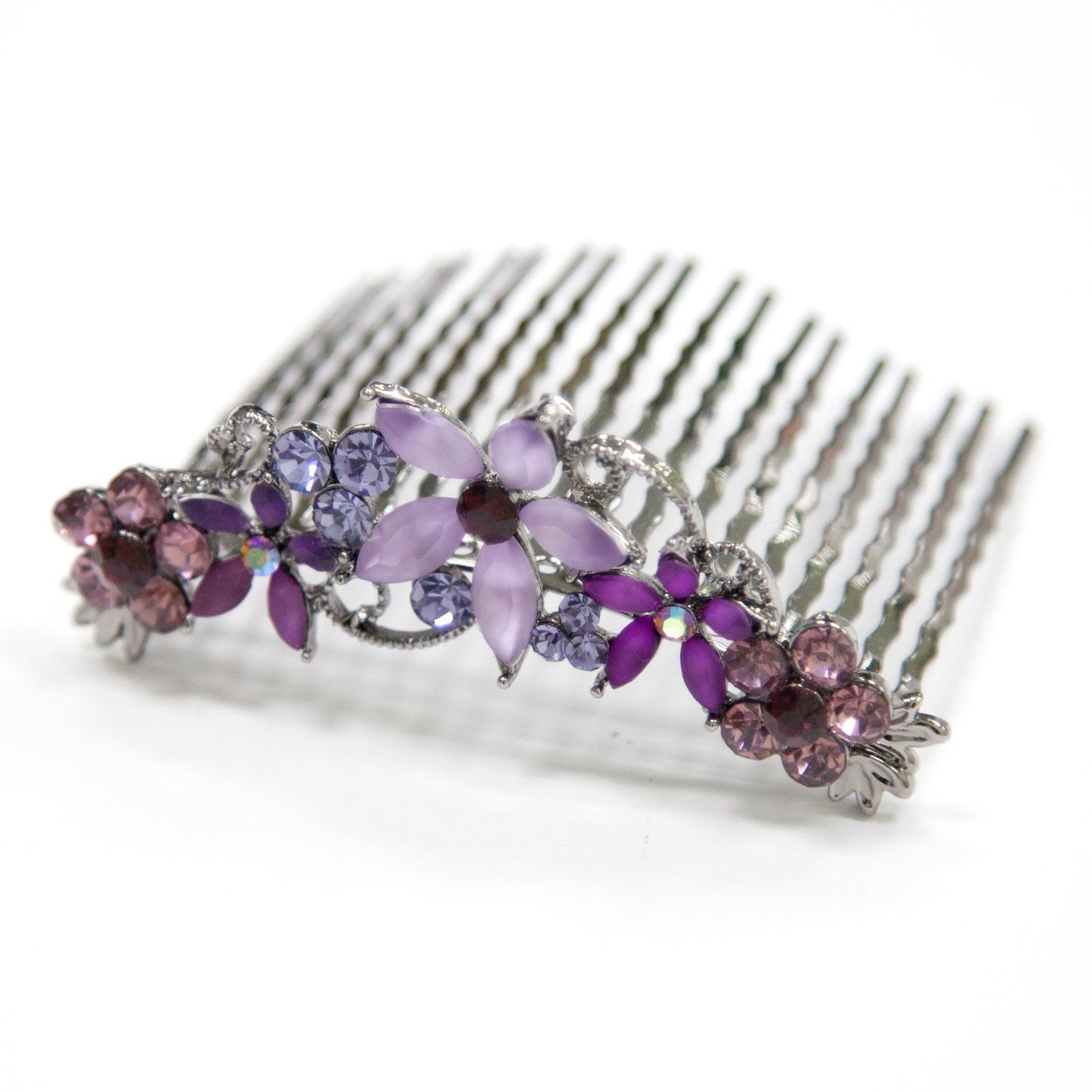 Crystal Hair Comb with Frosted Flowers Hair Comb Soho Style