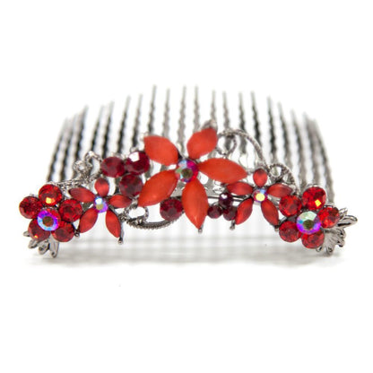 Crystal Hair Comb with Frosted Flowers Hair Comb Soho Style