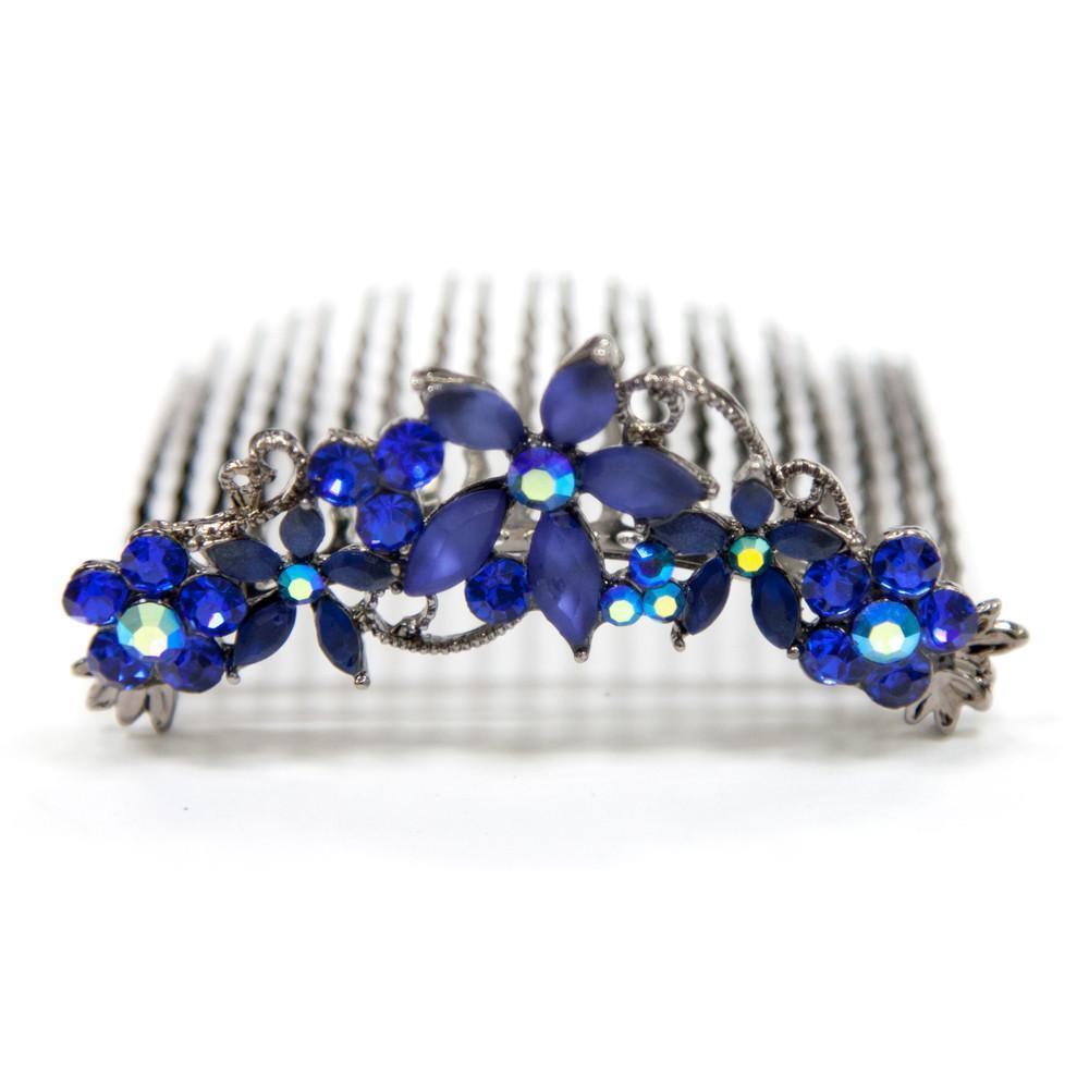 Crystal Hair Comb with Frosted Flowers Hair Comb Soho Style