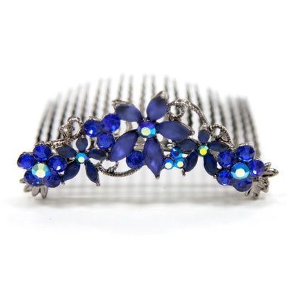 Crystal Hair Comb with Frosted Flowers Hair Comb Soho Style