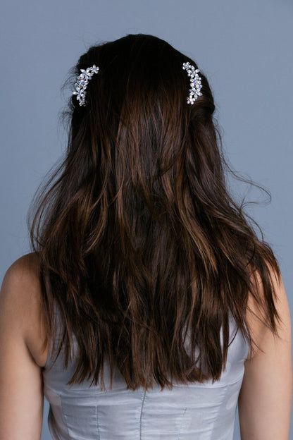 Jane Frosted Flower Crystal Hair Comb (Sold as a pair) Hair Comb Soho Style