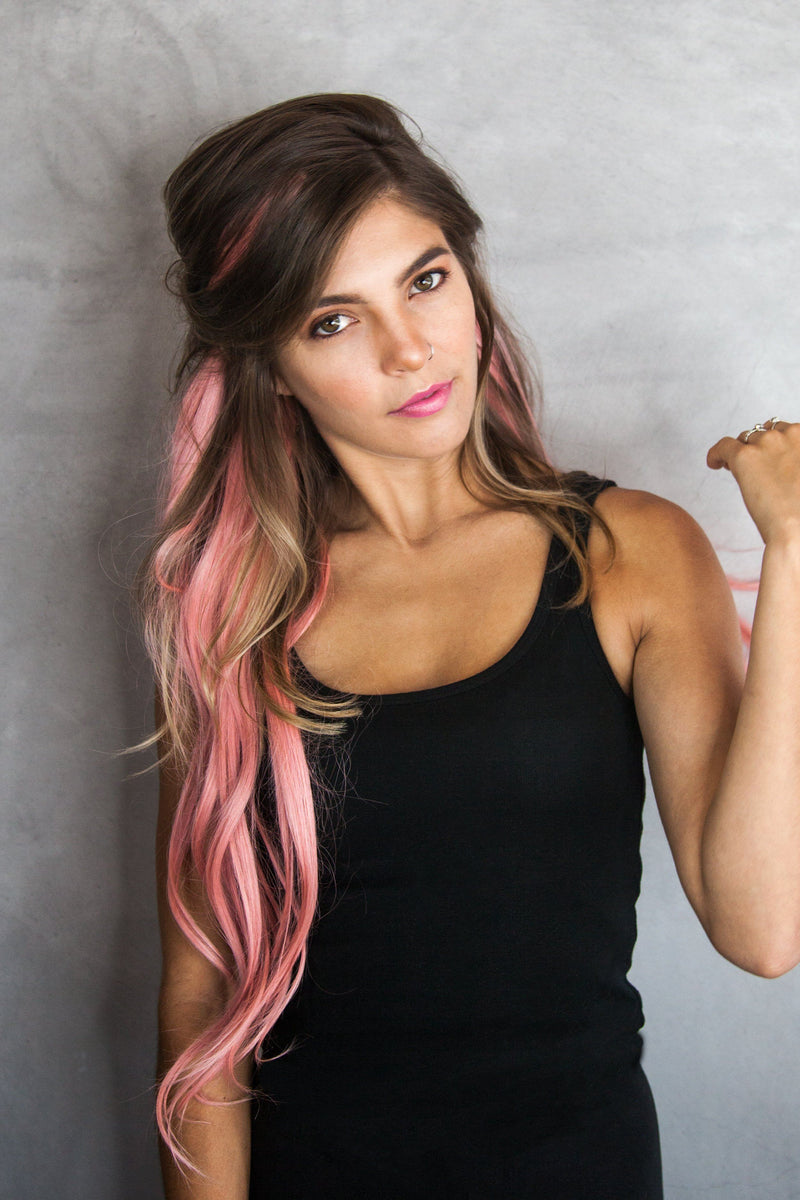 Pastel Pink Ombre Human Hair Extensions Hair Extension Soho Style