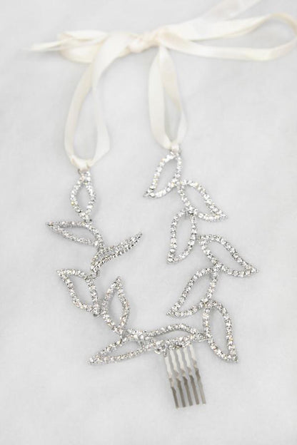 Dangling Leaves Crystal Hair Crown Wedding Soho Style