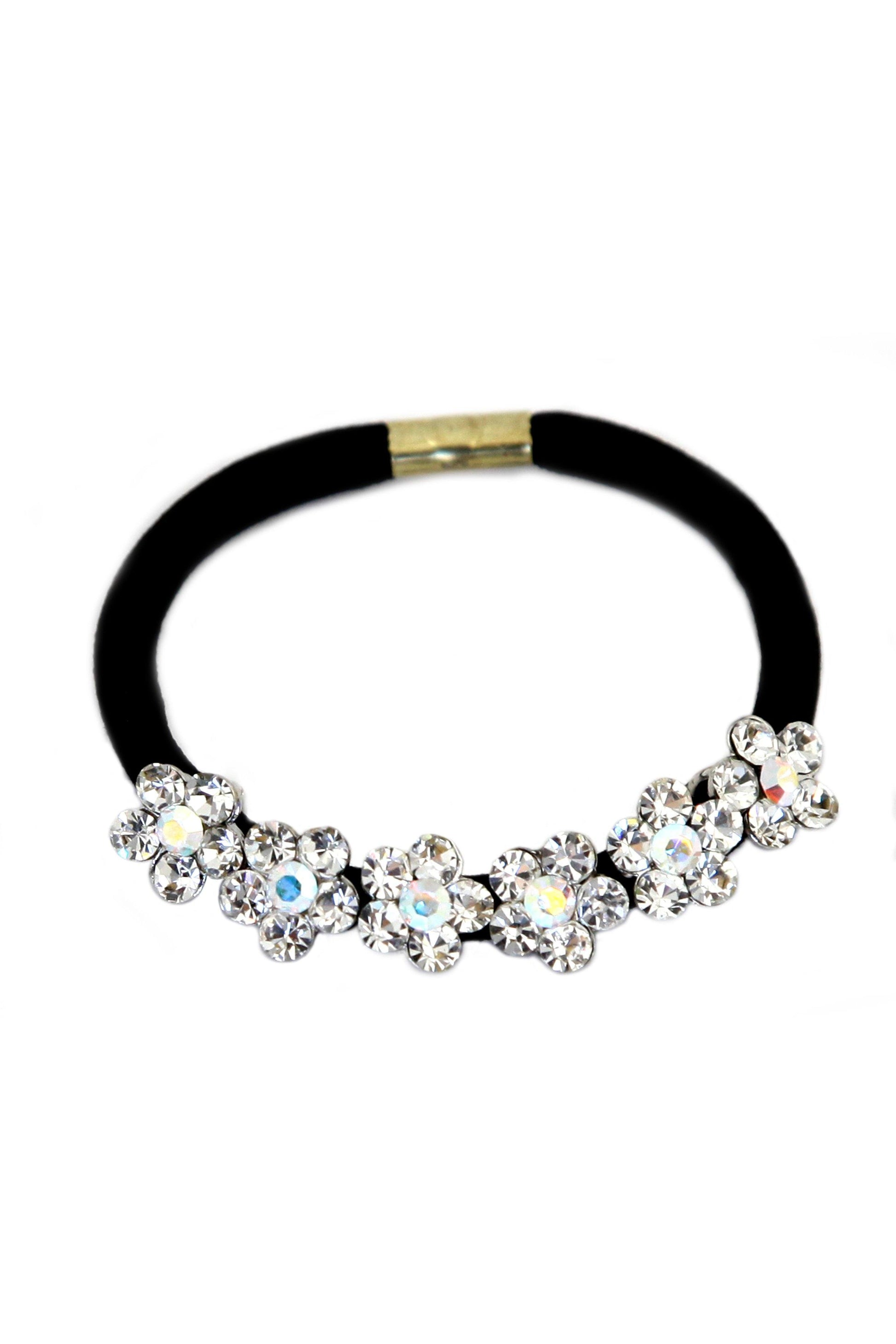 Dainty Crystal Flower Ponytail Holder Ponytail Holder Soho Style