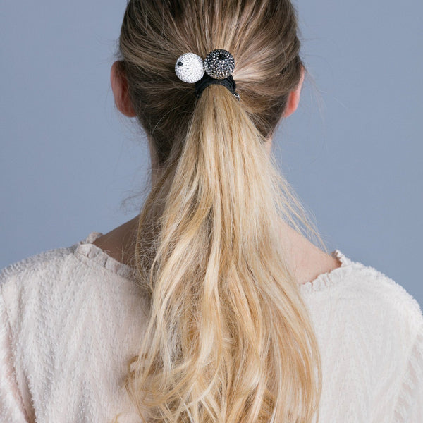 Snow Bunny Pom Pom hair elastic-Easter ponytail holder –