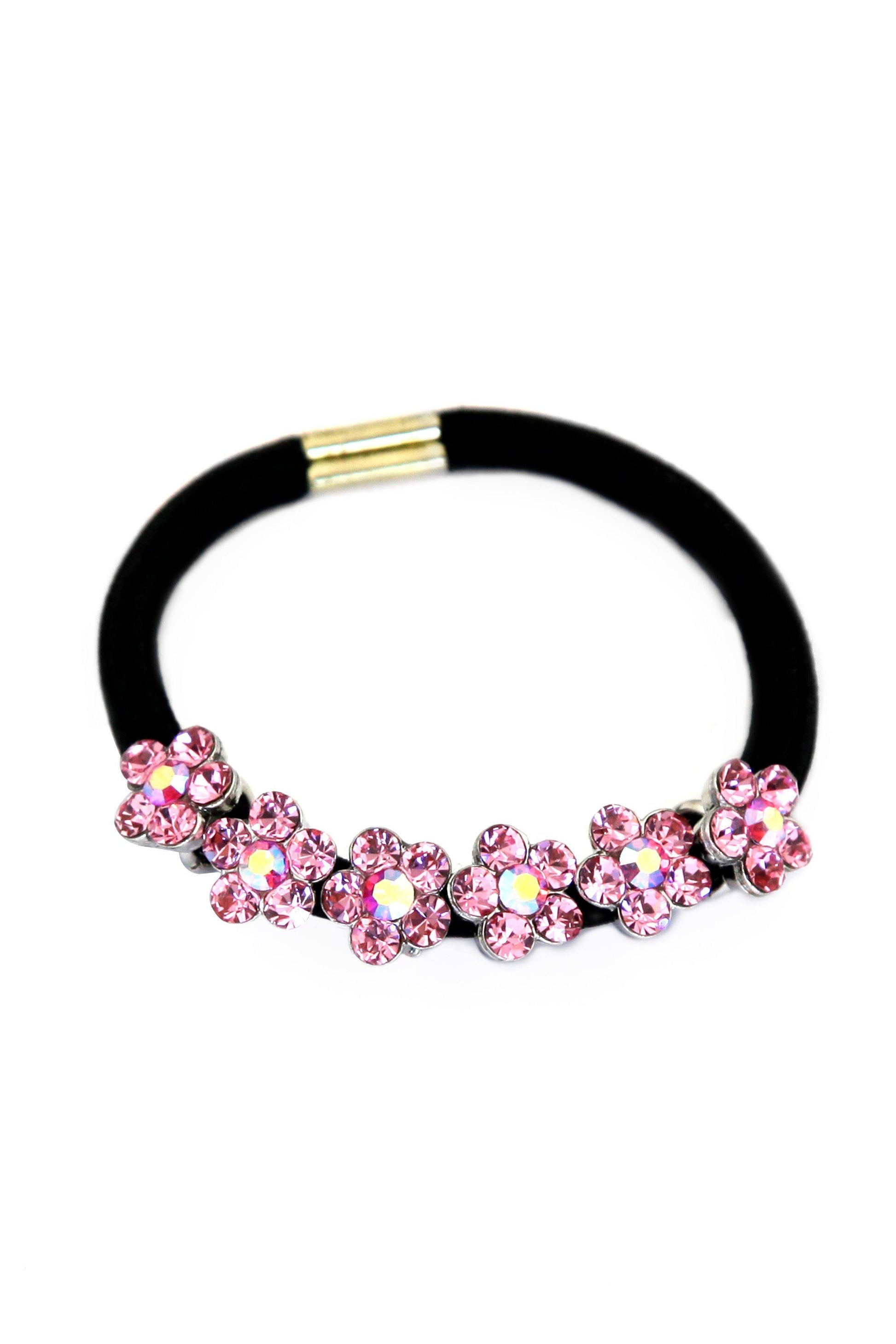 Dainty Crystal Flower Ponytail Holder Ponytail Holder Soho Style