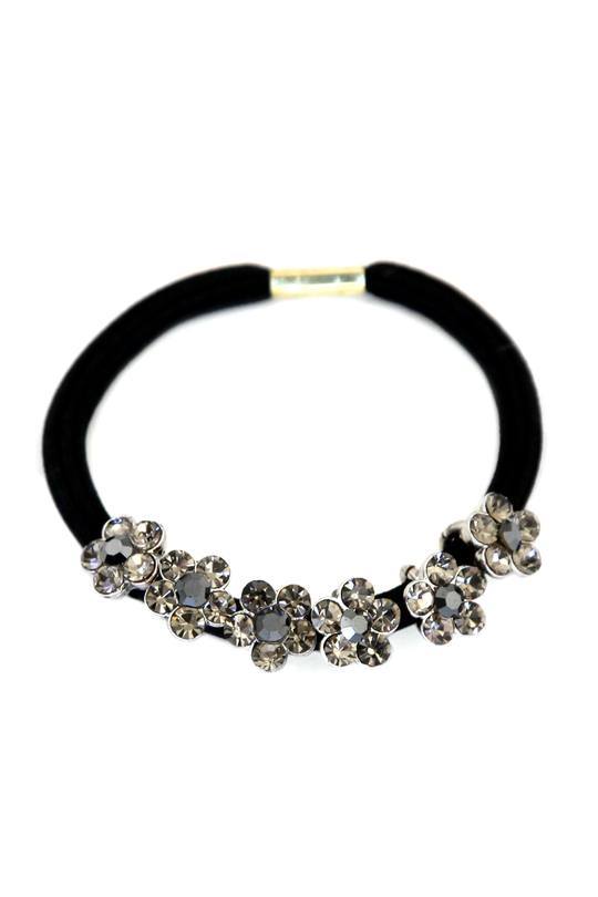 Dainty Crystal Flower Ponytail Holder Ponytail Holder Soho Style