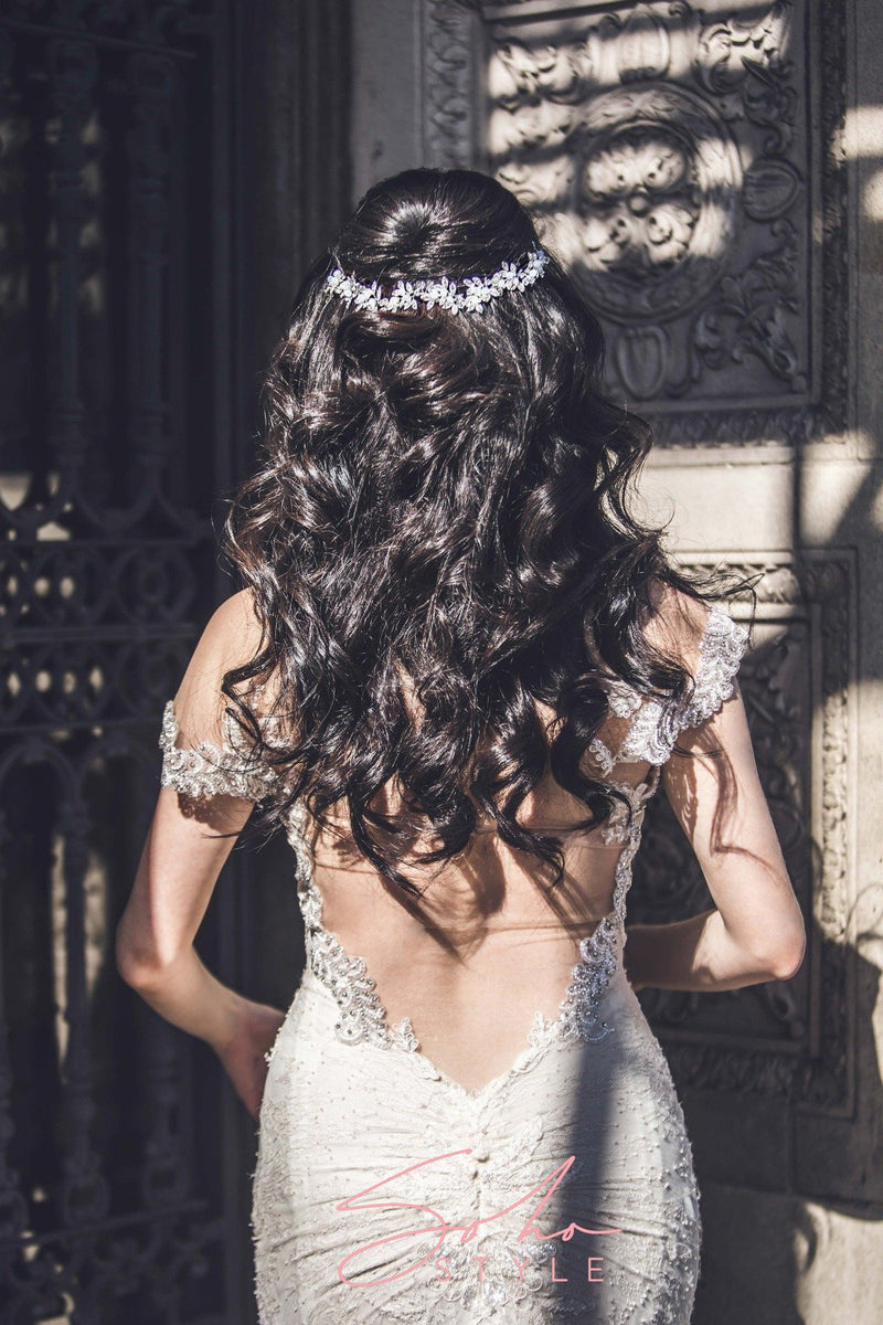 Esmae Crystal Hair Crown Wedding Sale