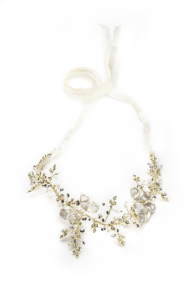 Katelyn Golden Floral Headband Wedding Soho Style