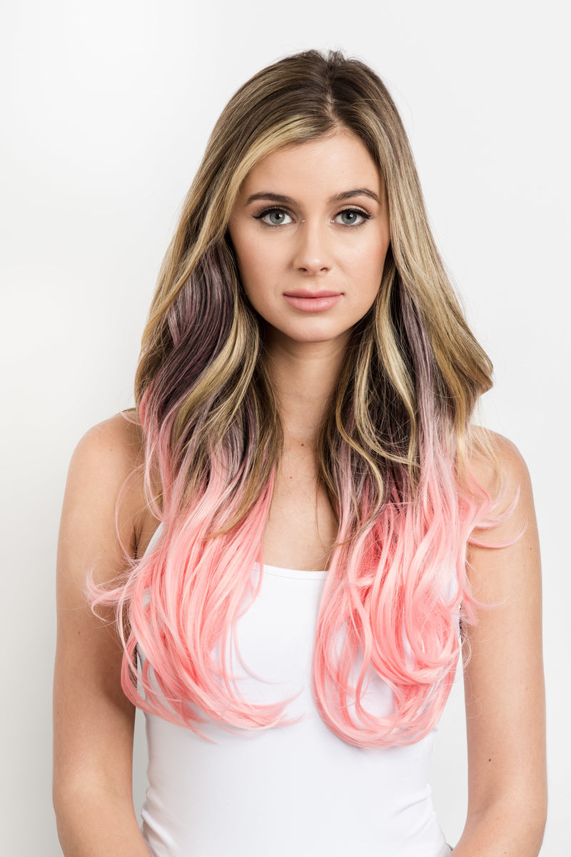 Pastel Pink Ombre Human Hair Extensions Hair Extension Sale