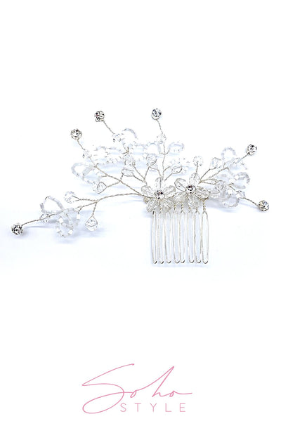 Crystalized Tree and Flowers Comb