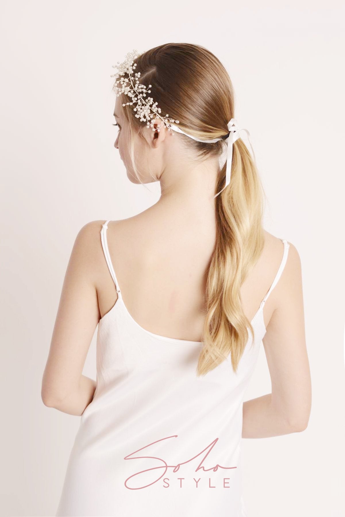 Pearl Baby's Breath Bridal Crown Wedding Sale
