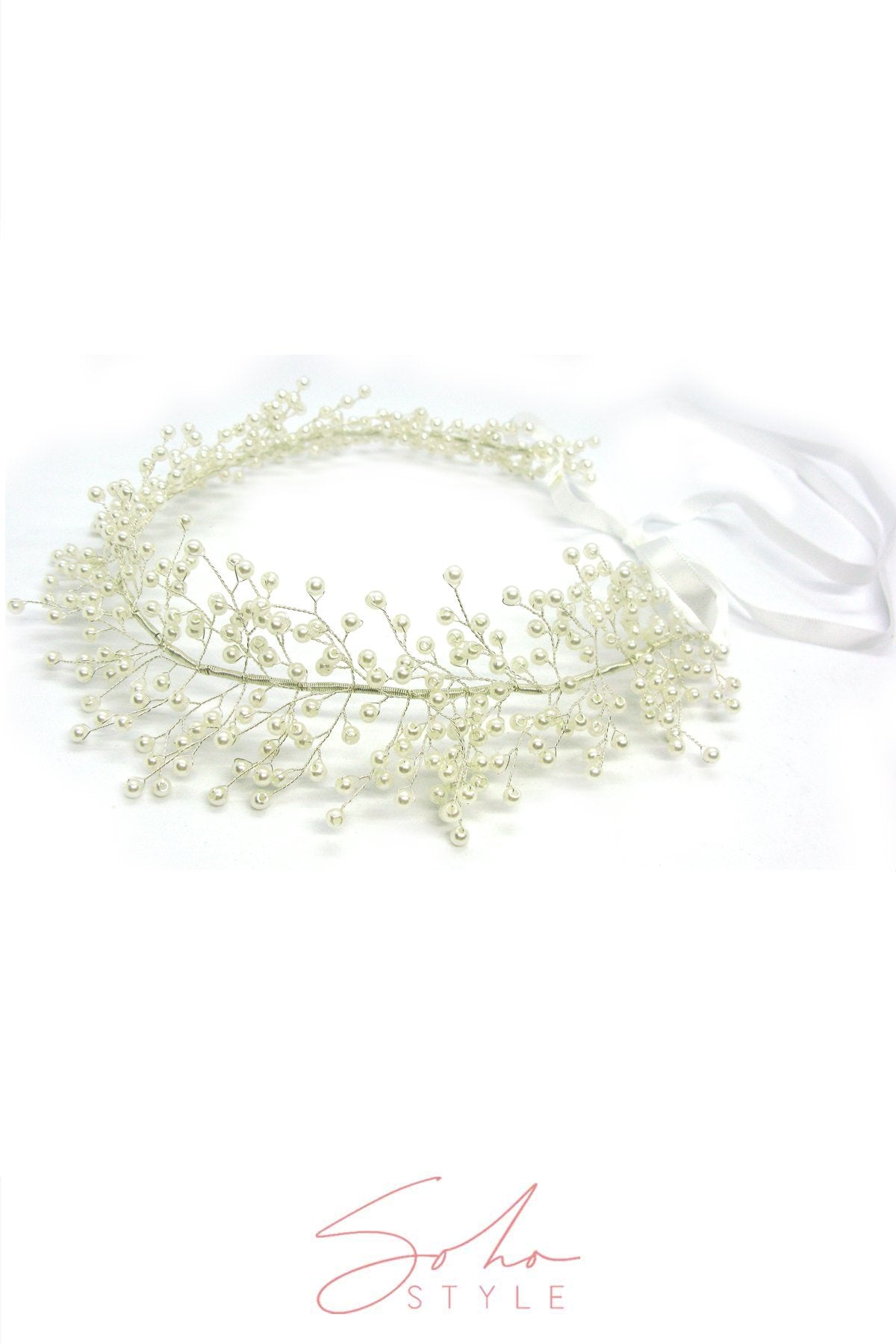 Pearl Baby's Breath Bridal Crown Wedding Sale