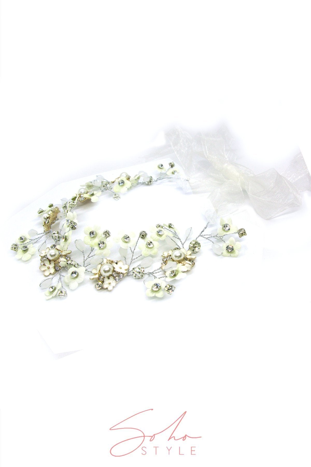 Crystal Daisy Headband NWT Daisy Crystal Leather Headband – Alice in LaLaLand main image 2